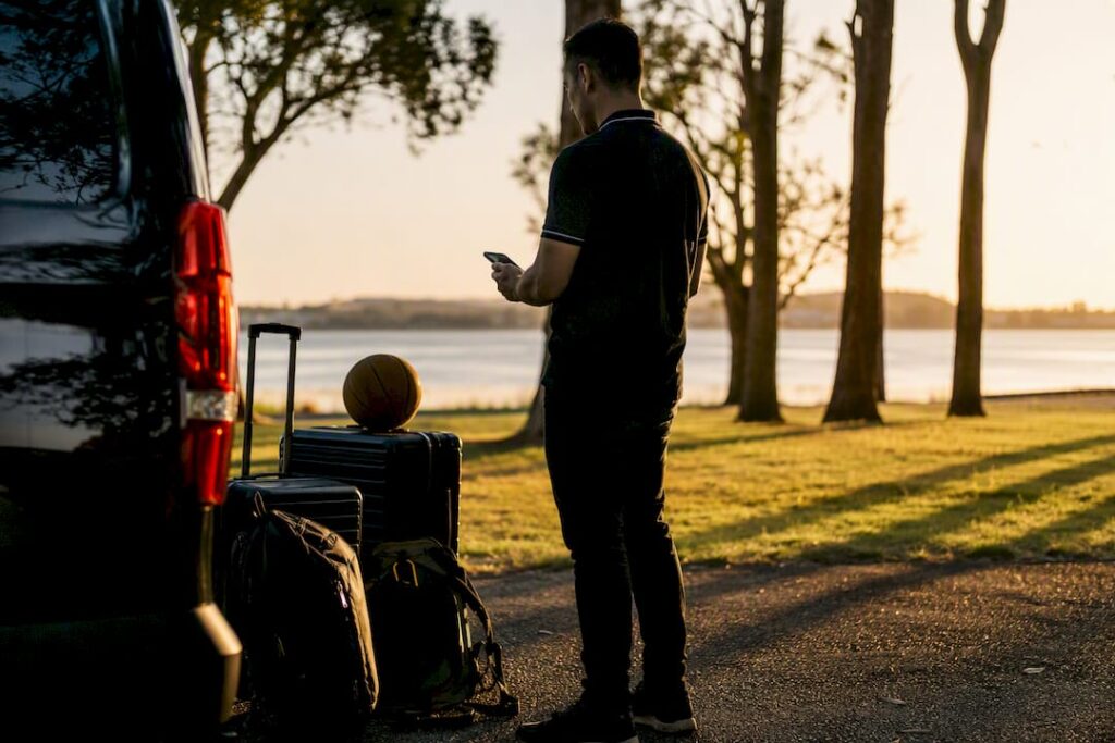 Luggage and group transfer vehicle edge at Sydney Airport
