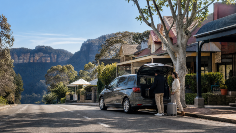 Luggage arrival for a Sydney Airport to Blue Mountains journey.