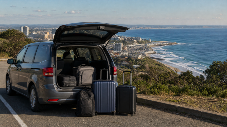 Sydney to Newcastle journey with practical luggage.